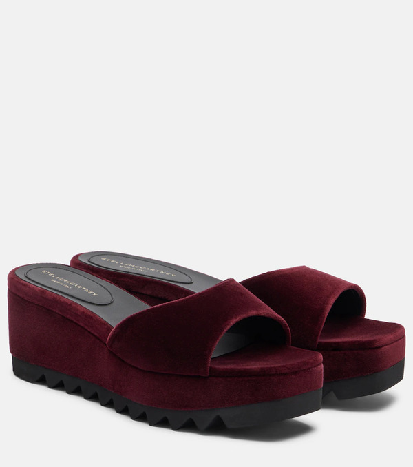  Stella Mccartney Stella Mccartney Sneak Elyse Velvet Wedge Mules 