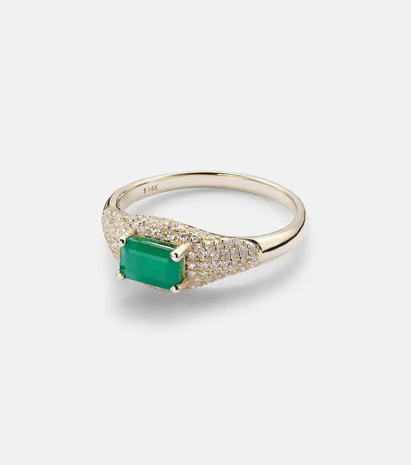  Stone And Strand Stone And Strand 14kt Gold Ring With Emerald And Diamonds 