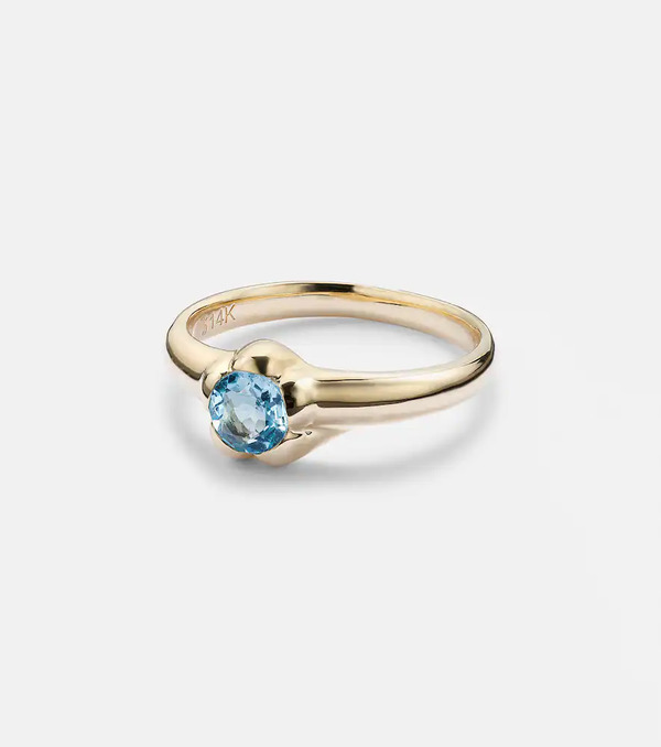  Stone And Strand Stone And Strand Morrison 14kt Gold Ring With Blue Topaz 