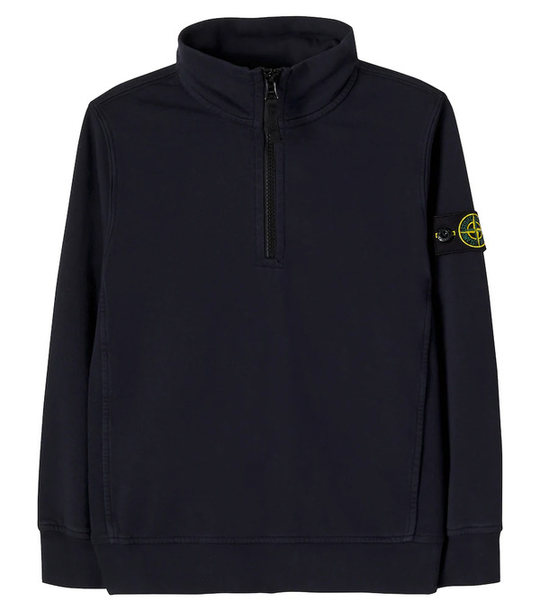  Stone Island Junior Stone Island Junior Compass Cotton Jersey Half-zip Sweatshirt 