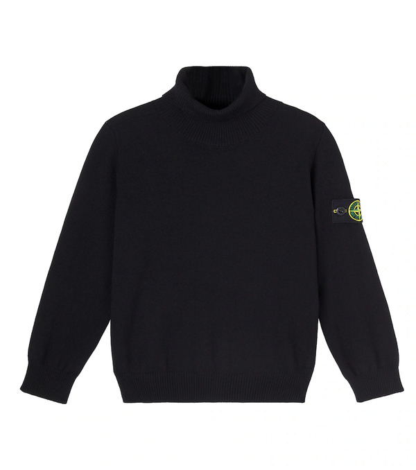  Stone Island Junior Stone Island Junior Compass Virgin Wool Turtleneck Sweater 