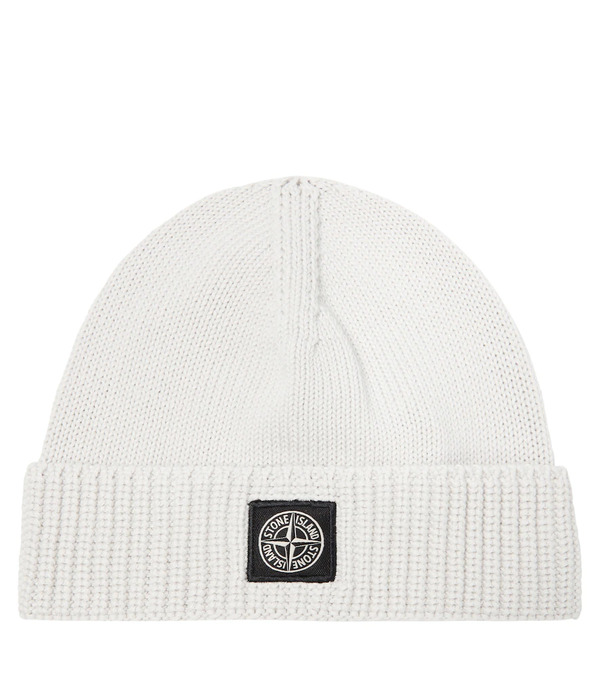  Stone Island Junior Stone Island Junior Logo Ribbed-knit Cotton Beanie 