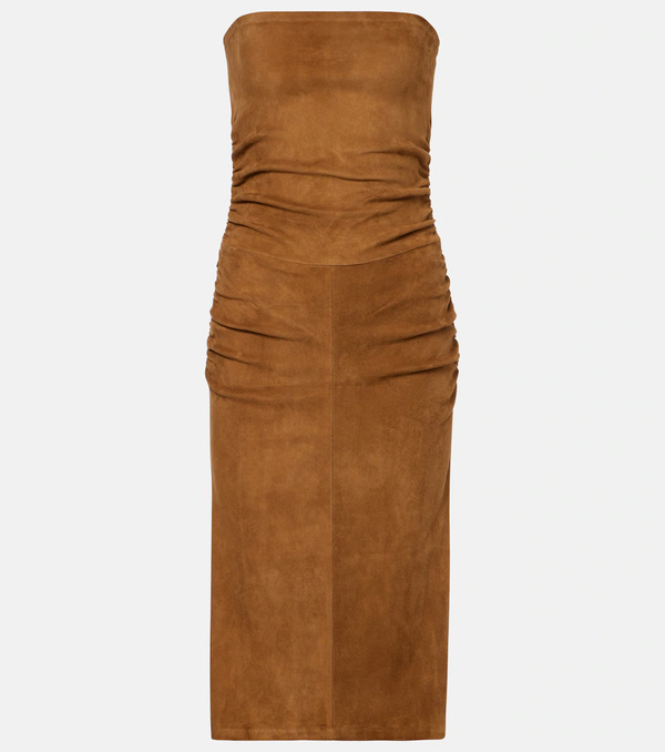  Stouls Stouls Salma Ruched Suede Midi Dress 