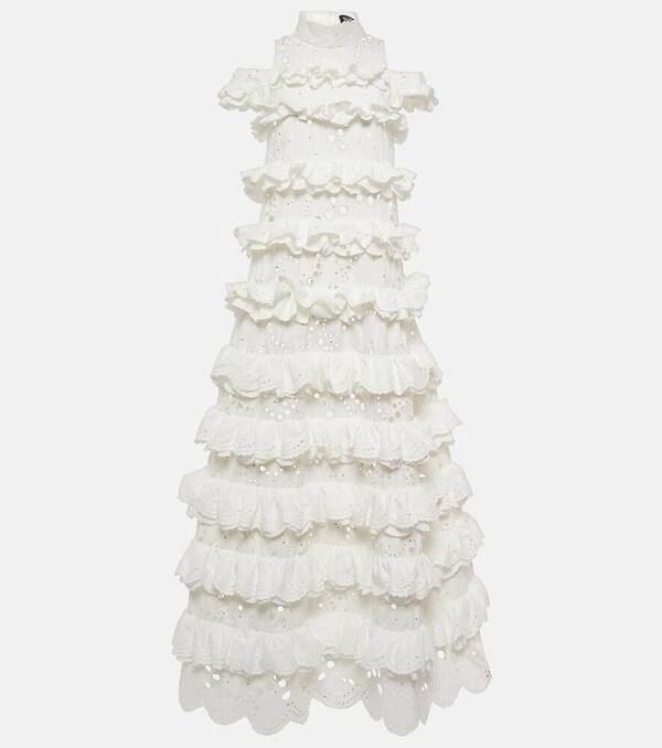  Susan Fang Susan Fang Embroidered Ruffled Maxi Dress 