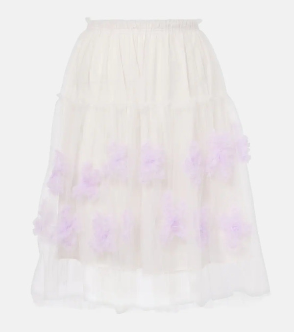  Susan Fang Susan Fang Floral-appliquã© Mesh Midi Skirt 