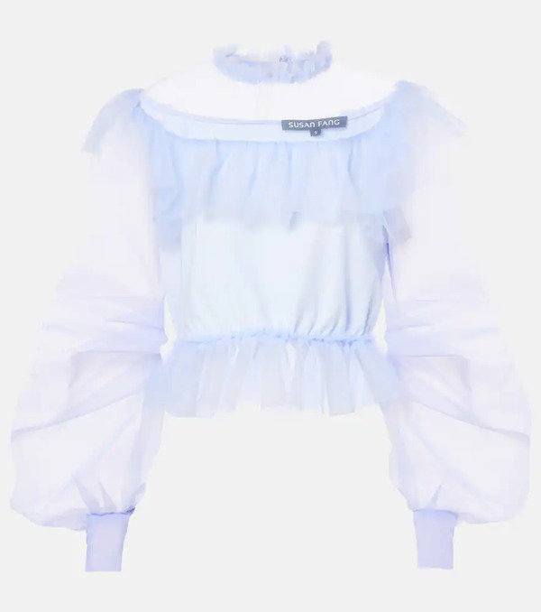  Susan Fang Susan Fang Ruffled Puff-sleeve Organza Top 