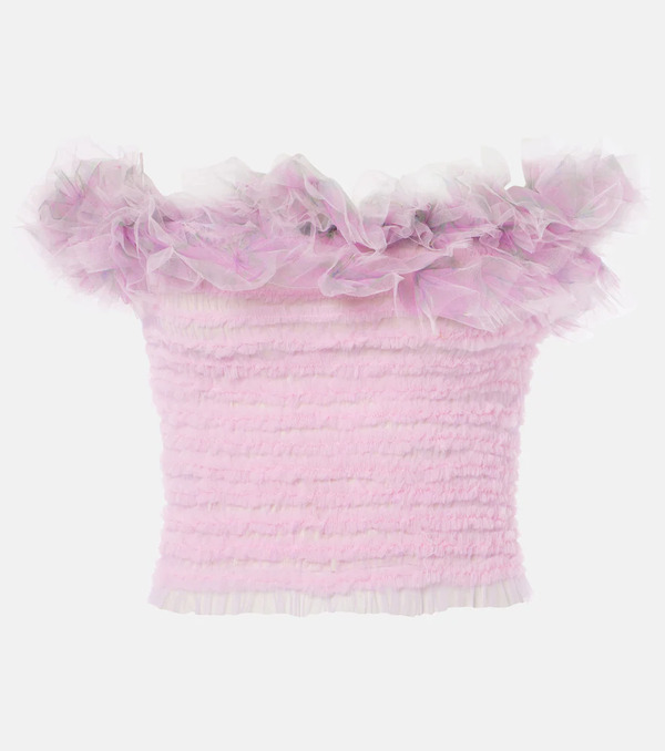  Susan Fang Susan Fang Shirred Off-shoulder Tulle Top 
