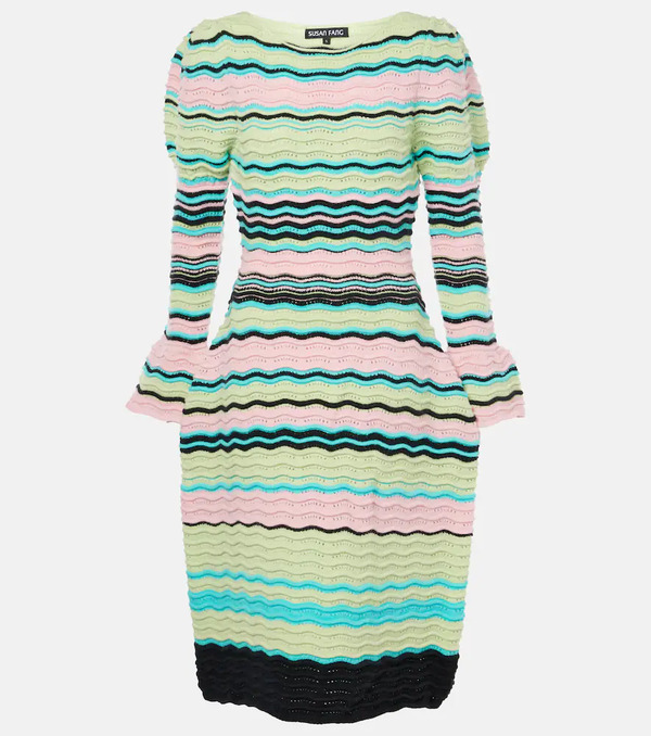  Susan Fang Susan Fang Striped Puff-sleeve Midi Dress 