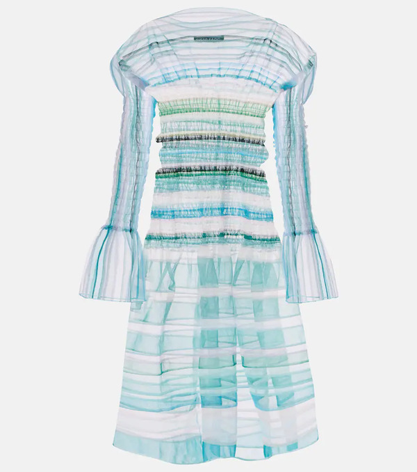  Susan Fang Susan Fang Striped Sheer Midi Dress 