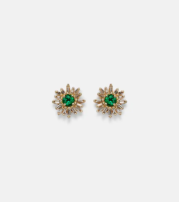  Suzanne Kalan Suzanne Kalan 18kt Gold Earrings With Diamonds And Emeralds 