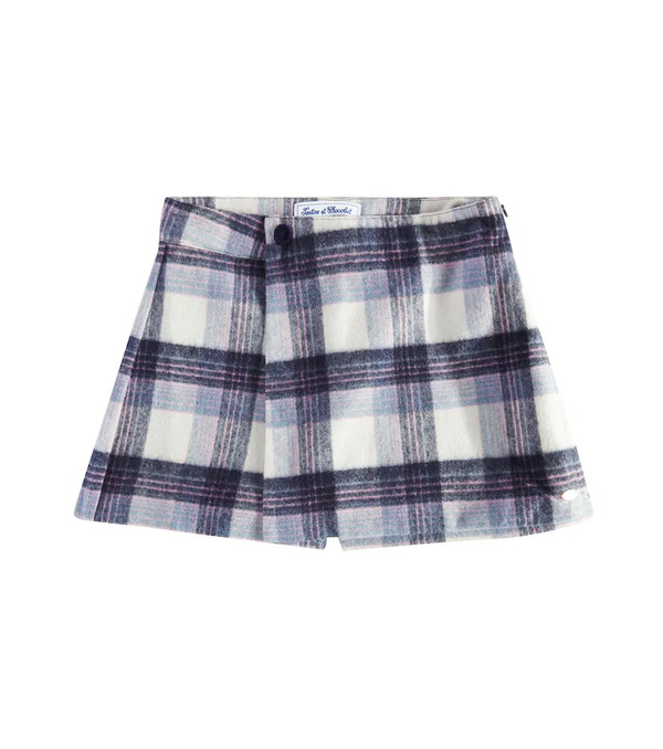  Tartine Et Chocolat Tartine Et Chocolat Checked Wool-blend Skort 