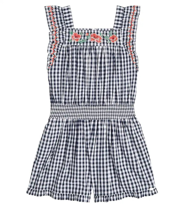  Tartine Et Chocolat Tartine Et Chocolat Embroidered Gingham Cotton Playsuit 