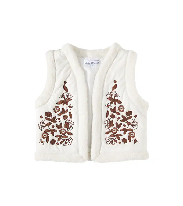  Tartine Et Chocolat Tartine Et Chocolat Floral Faux Fur-trimmed Vest 