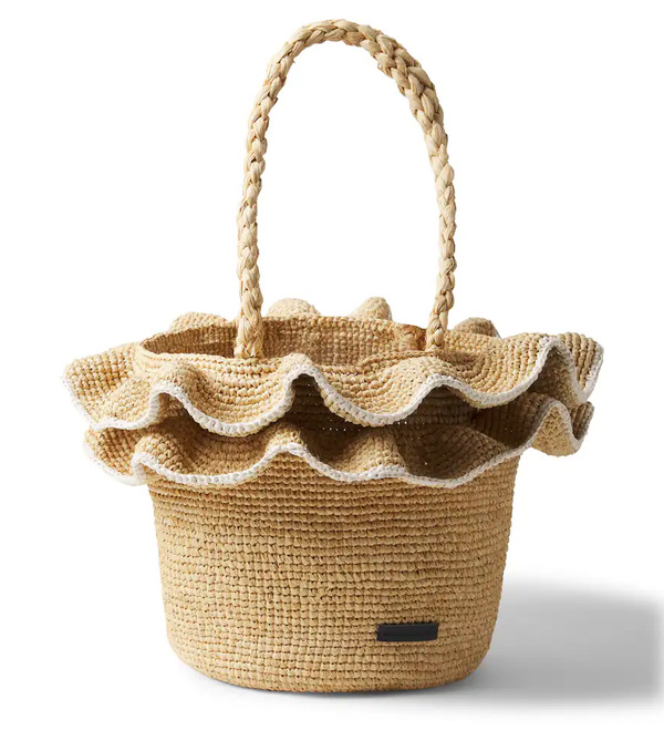  Tartine Et Chocolat Tartine Et Chocolat Ruffled Raffia Basket Bag 