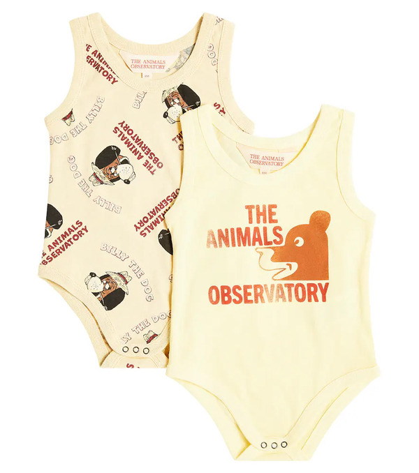  The Animals Observatory The Animals Observatory Baby Set Of 2 Printed Cotton Bodysuits 
