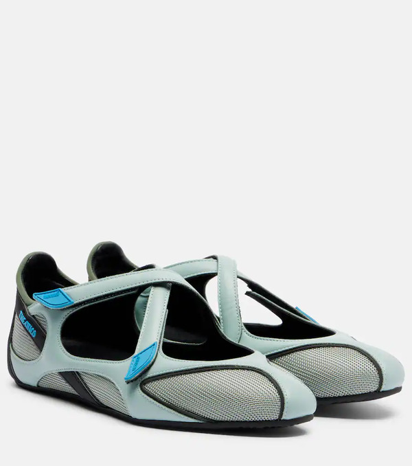  The Attico The Attico Floor 01 Leather-trimmed Ballet Flats 