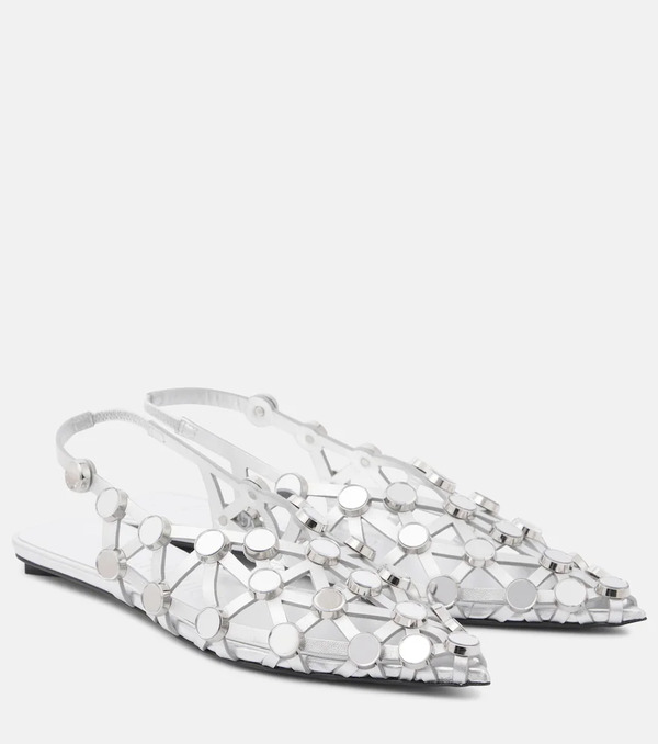  The Attico The Attico Grid Leather Ballet Flats 