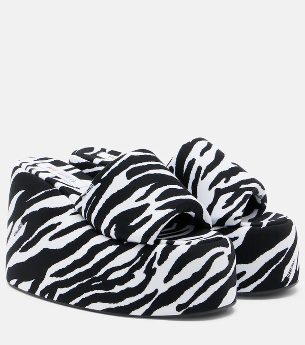  The Attico The Attico Mochi Zebra-print Platform Slides 