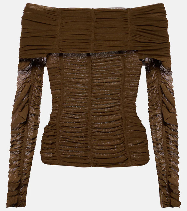  The Attico The Attico Ruched Off-shoulder Jersey Top 