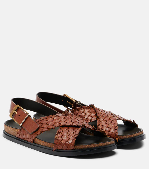  The Row The Row Buckle Woven Leather Sandals 