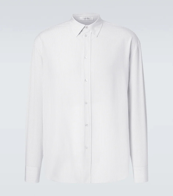  The Row The Row Granada Pinstripe Silk Poplin Shirt 