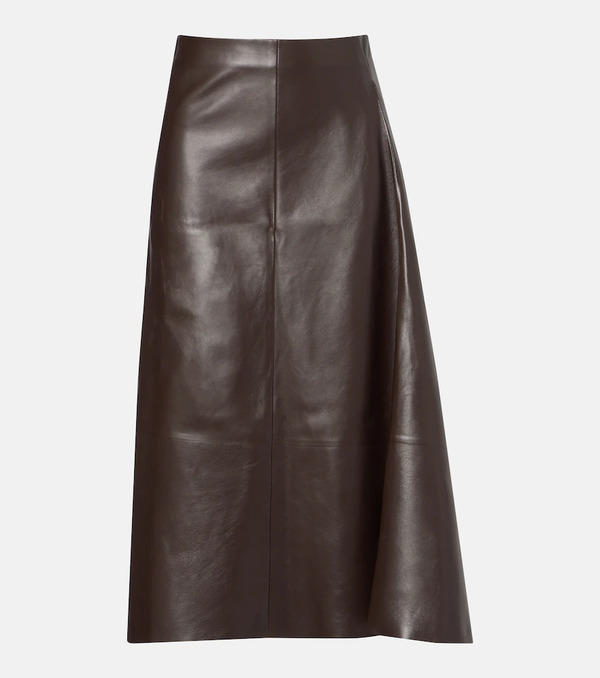  The Row The Row Hedora Leather Midi Skirt 