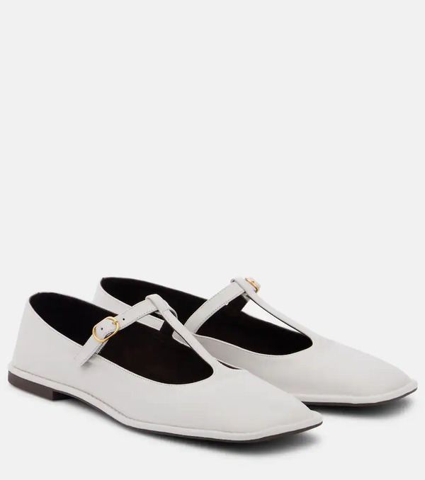  The Row The Row Square T-strap Leather Ballet Flats 
