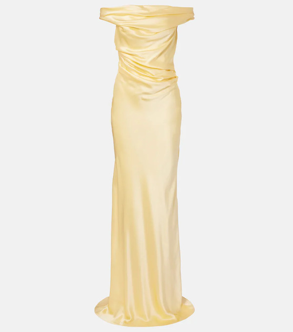  The Sei The Sei Bardot Draped Silk Charmeuse Gown 