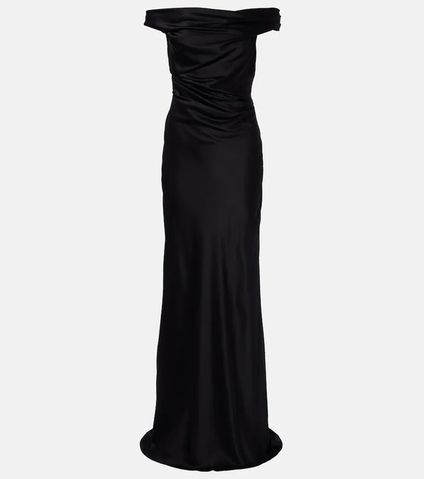  The Sei The Sei Bardot Off-shoulder Silk Charmeuse Gown 