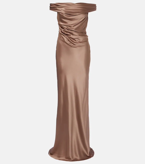  The Sei The Sei Bardot Off-shoulder Silk Charmeuse Gown 