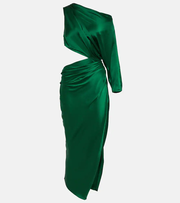  The Sei The Sei Cutout One-shoulder Silk Satin Midi Dress 