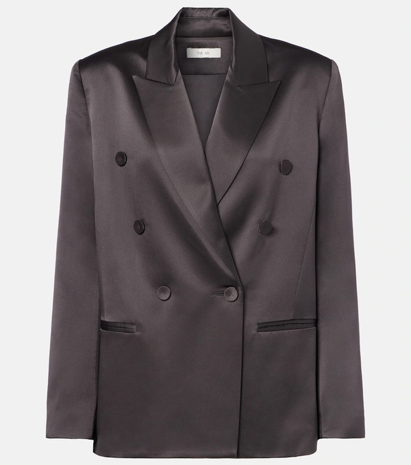  The Sei The Sei Double-breasted Silk Satin Blazer 