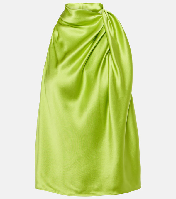  The Sei The Sei Draped High-neck Silk Satin Top 