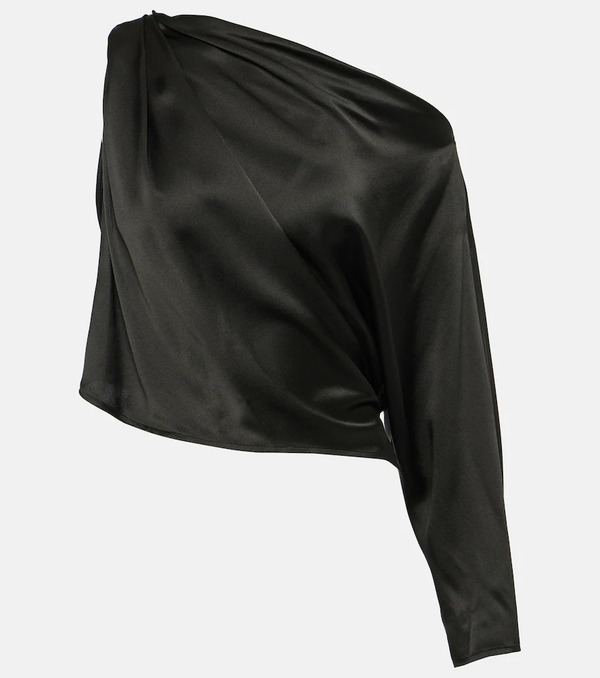  The Sei The Sei Draped One-shoulder Silk Satin Top 