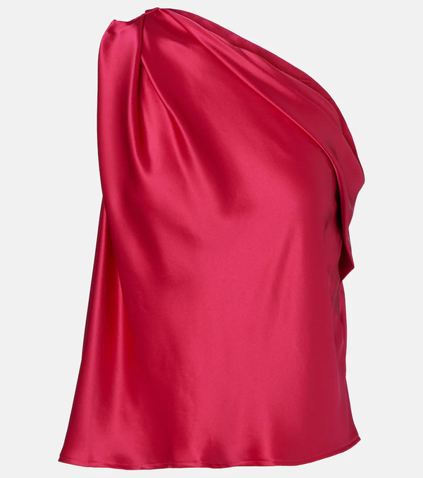  The Sei The Sei One-shoulder Draped Silk Satin Top 