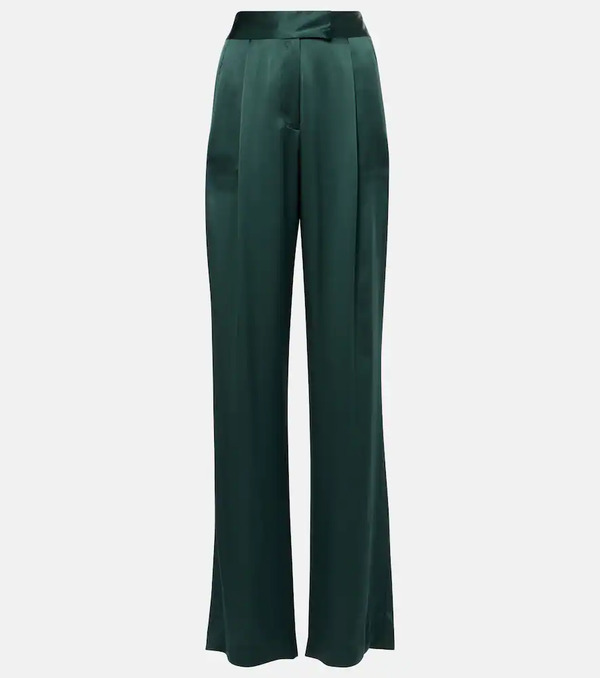  The Sei The Sei Pleated Silk Charmeuse Wide-leg Pants 