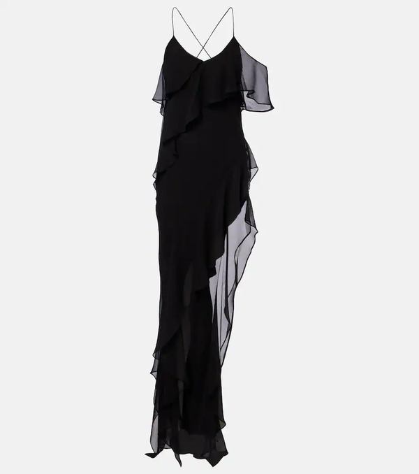  The Sei The Sei Ruffled Silk Chiffon Maxi Dress 