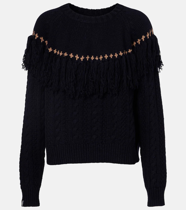 The Upside The Upside Clara Fringed Wool And Cotton Sweater 