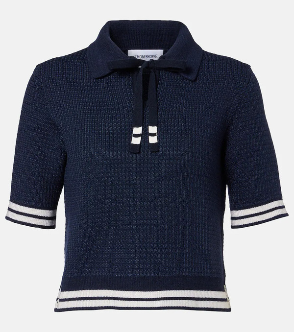  Thom Browne Thom Browne Silk-blend Polo Shirt 