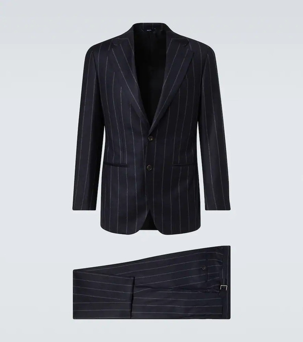  Thom Sweeney Thom Sweeney Chalk Stripe Wool And Cashmere Suit 
