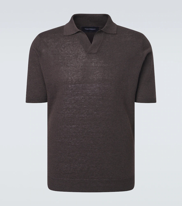  Thom Sweeney Thom Sweeney Linen And Cotton Polo Shirt 