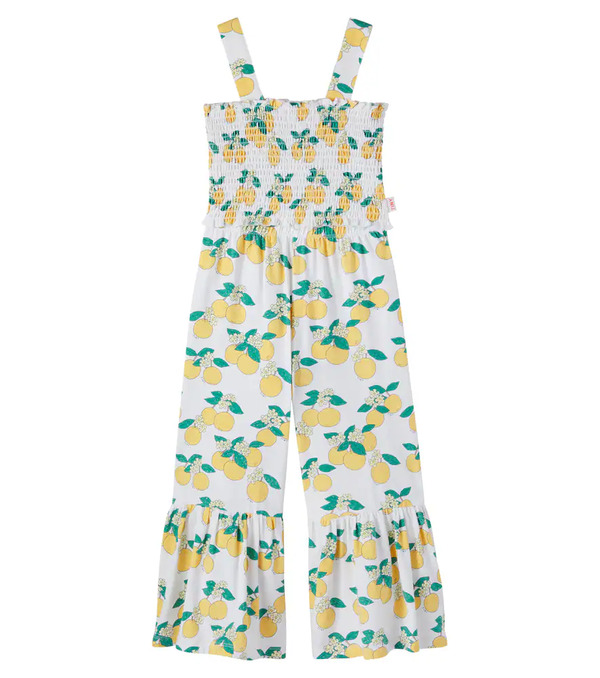  Tinycottons Tinycottons Printed Shirred Cotton-blend Top And Pants Set 