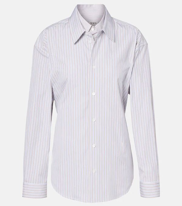  Tod's Tod's Belted Striped Cotton Poplin Shirt 