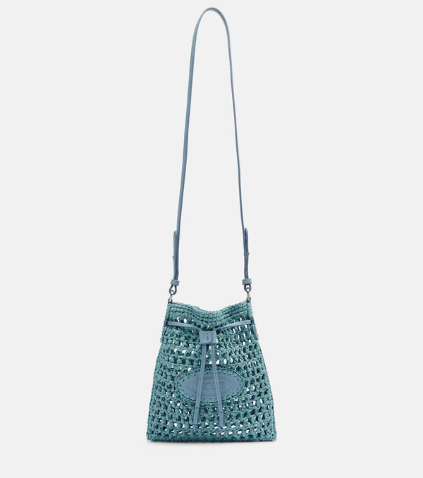  Tod's Tod's Ebl Mini Raffia-effect Bucket Bag 