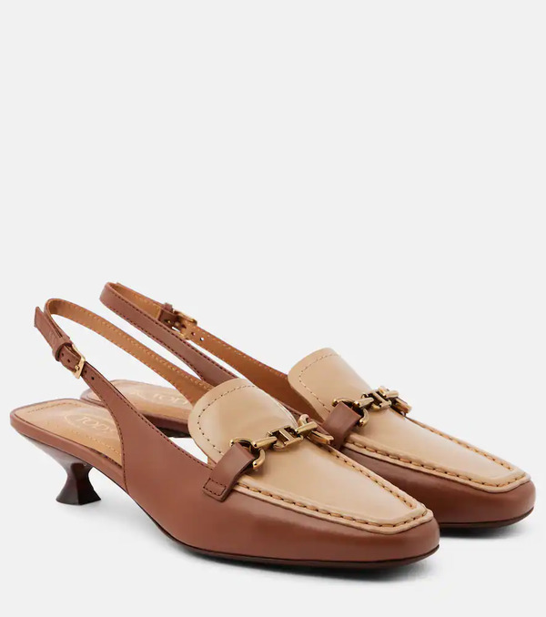  Tod's Tod's 35 Leather Slingback Pumps 