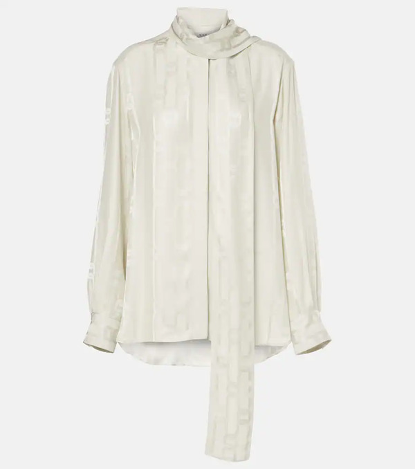 Tod's Tod's Scarf-detail Satin Jacquard Blouse 
