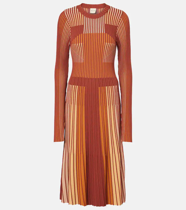  Tod's Tod's Striped Plissã© Midi Dress 