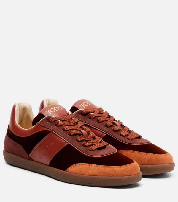  Tod's Tod's Tabs Leather-trimmed Velvet Sneakers 