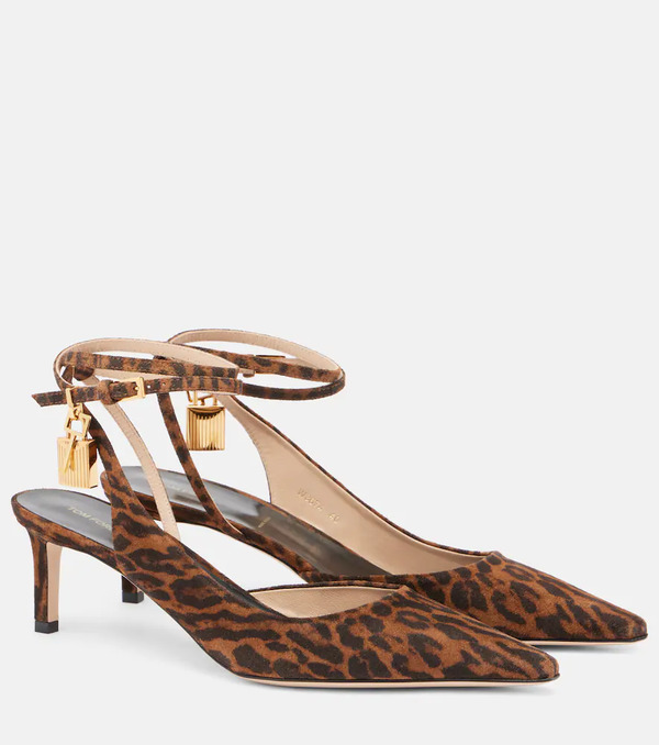  Tom Ford Tom Ford Padlock 55 Suede Slingback Pumps 