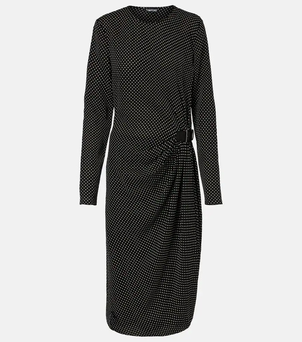  Tom Ford Tom Ford Polka-dot Silk Midi Dress 
